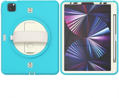 NIKCORP Zaštitna maska za iPad Mini 6 8.3" s rotirajućim stalkom držačem za ruku i naramenicom, tirkizna